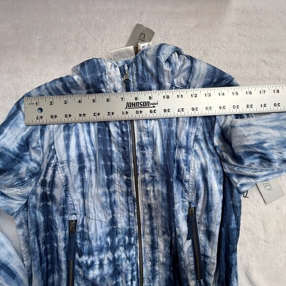 Chico's Zenergy Rain Water Isle Jacket Size 0 Blue White Tie-Dye Zip Front New - Picture 5 of 8